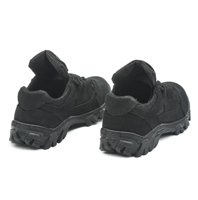 Мужские военные кожаные кроссовки черные демисезонные, тактические водостойкие кожаные кроссовки Львов - изображение 5