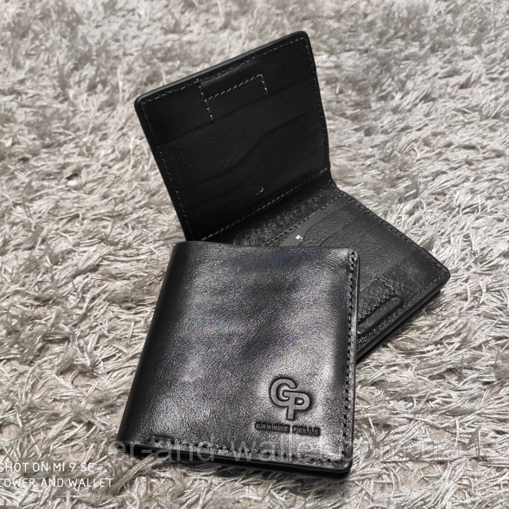 Красивий чорний чоловічий гаманець на магнітах Grande Pelle Lettera Київ - фото 1