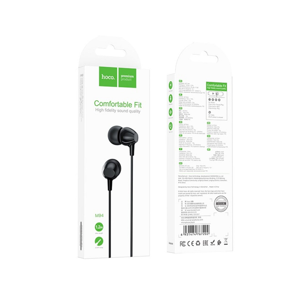 Навушники HOCO M94 universal earphones with microphone Black Київ - фото 5