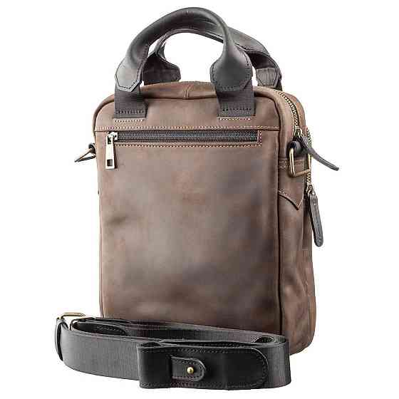 Сумка мужская SHVIGEL 11182 в винтажной коже в комбинации коричневого и черного цвета Киев