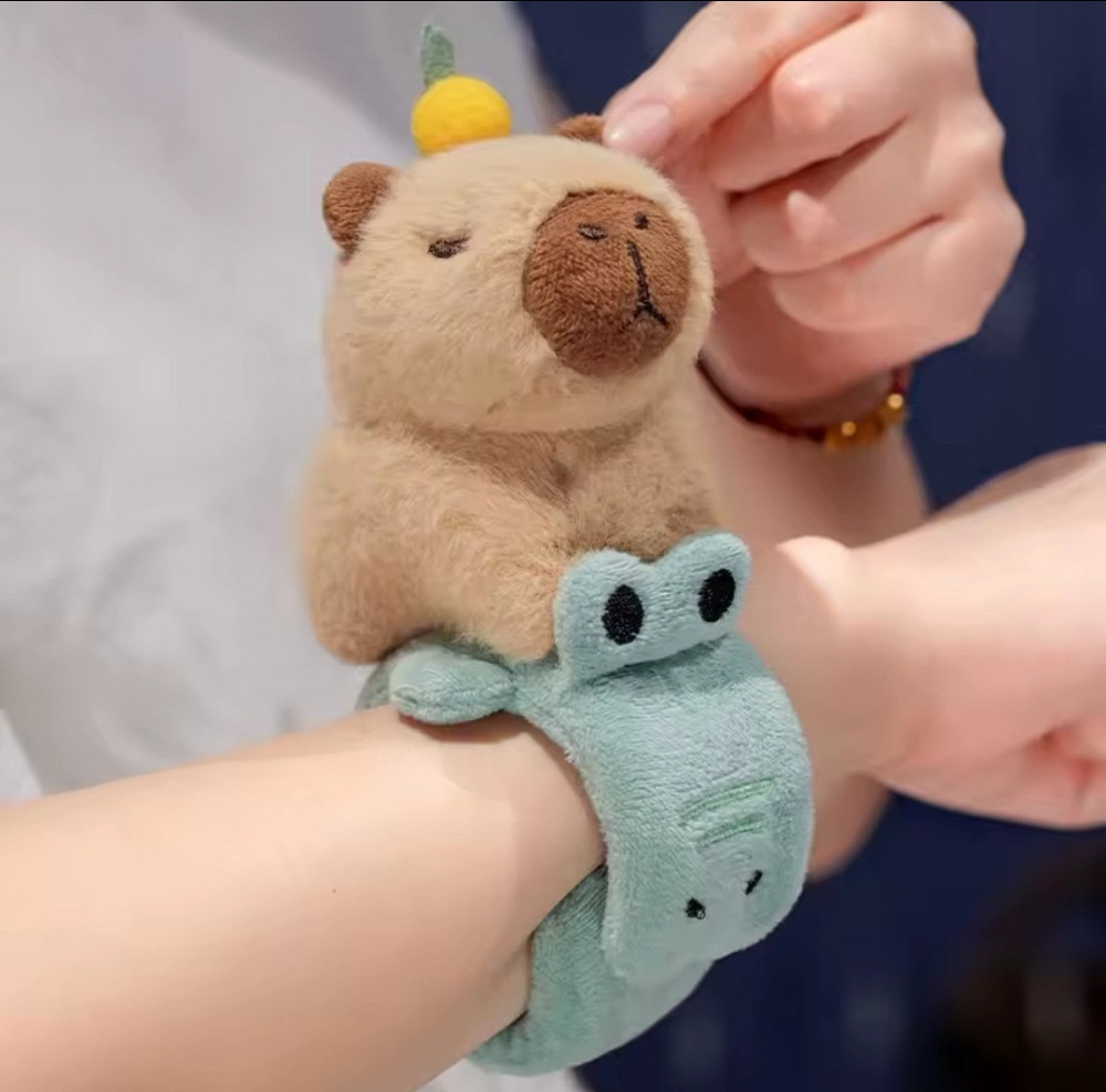 Мягкая игрушка на руку Капибара с крокодилом 25 на 10 см коричневый Киев - изображение 4