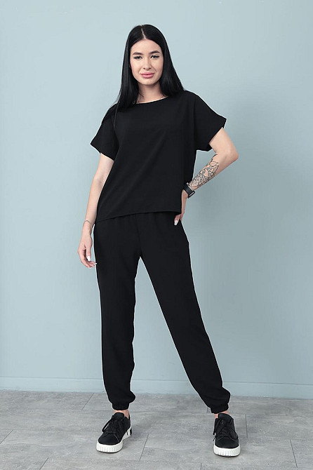 Літній костюм зі штанами на резинці "My day" оптом | Норма і батал Чорний, 46-48 Київ - фото 1