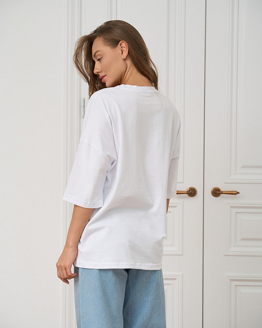 Футболка жіноча оверсайз кругла горло Nicoletta — Біла XL Київ - фото 4