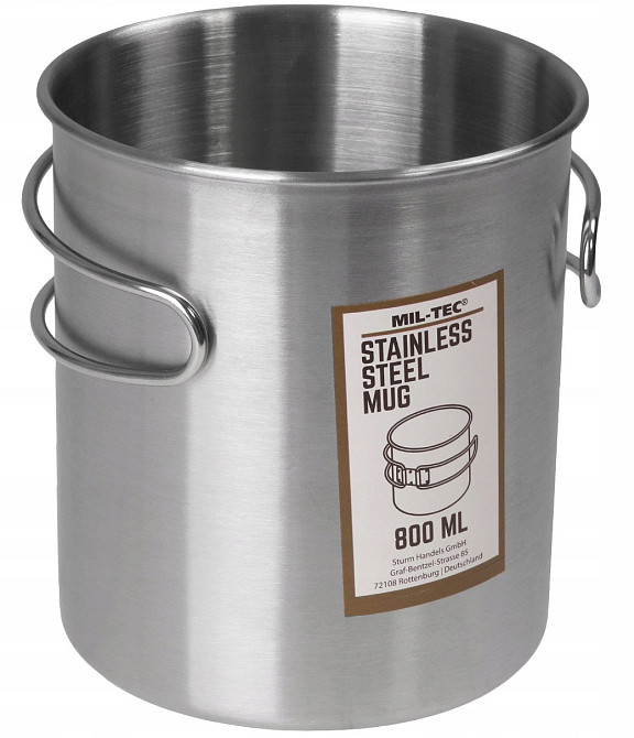 Туристична кружка зі складними ручками 800 мл Mil-Tec (14602800) Нержавіюча сталь Нововолинськ - фото 3