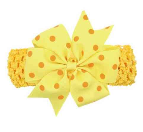 Детская желтая повязка с бантом в горох для детей - размер универсальный (на резинке), бант 11см Киев