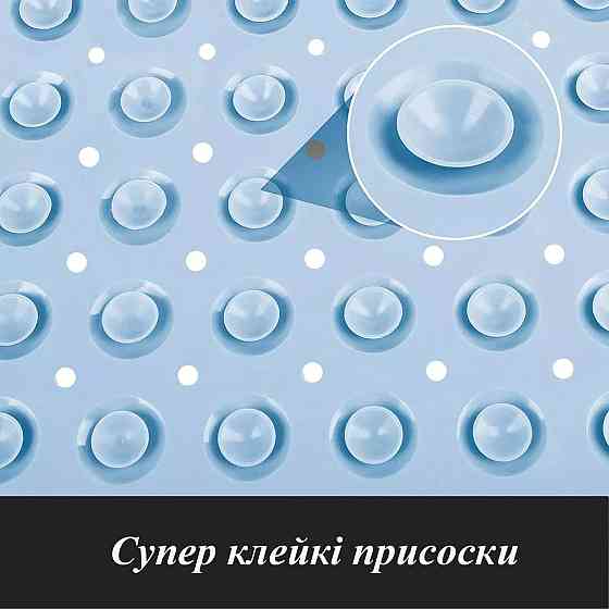 Силиконовый коврик противоскользящий Bathlux на присосках для ванны и душа, квадратный 53х53 см  Голубой Каменец-Подольский