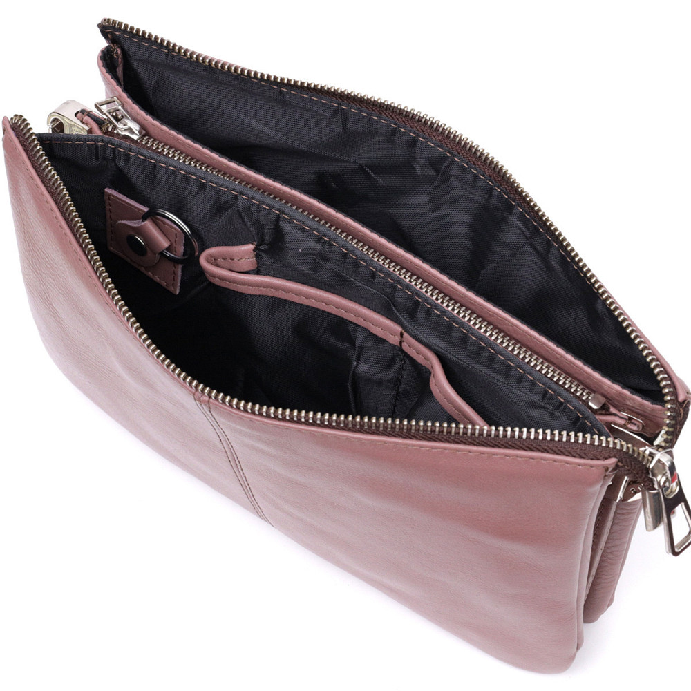 Красивий жіночий клатч із натуральної шкіри GRANDE PELLE 11634 Пудровий Київ - фото 6