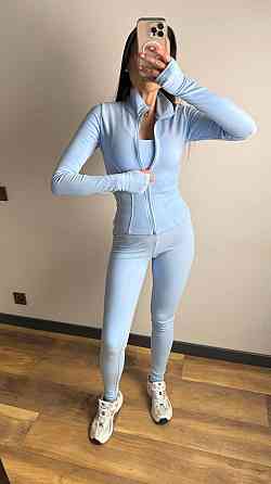 Жіночий термо костюм-трійка: кофта топ і лосини трикотаж пума Блакитний, 42/44 Одеса