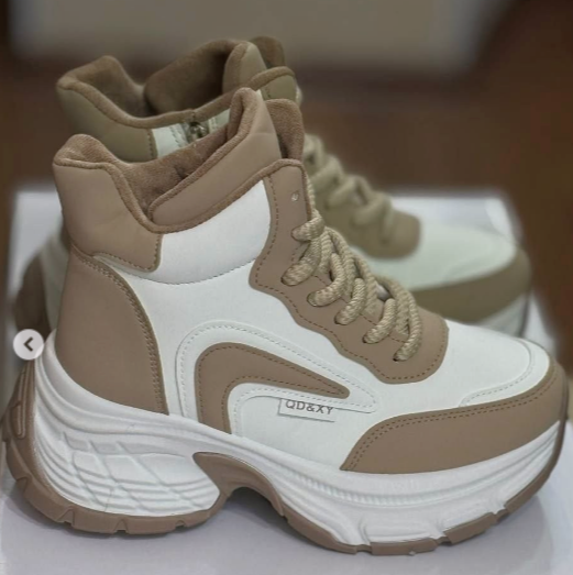 Жіночі зимові Бежеві Кросівки з МЕХОМ на Толстой Підошві Танкетке Черевики Шкіряні Білі (розміри: 36,37,38,39,40,41) — 9-2 Дніпро - фото 3