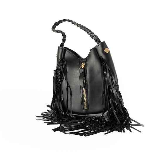 Сумка женская стильная с бахрамой из качественной искусственной кожи, Черный Каменец-Подольский