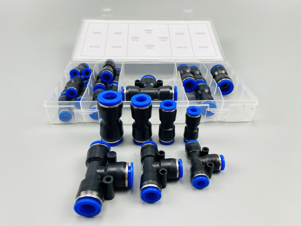 Фітинги типу Т-подібний 3-сторонній вихід пневматичний PE Tee трубний фітинг набір 24 шт (6, 8, 10, 12 мм) Мукачево - фото 5