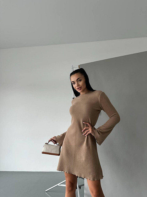 Женское базовое платье качественное и плотное рубчик-анкора Турция (не просвечивает) Беж Одесса - изображение 2