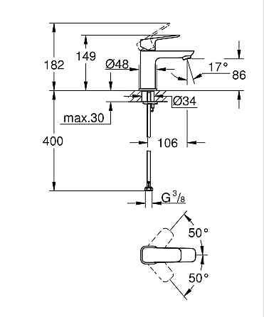 Одноважільний змішувач для раковини S-розміру Grohe Cubeo (1016990000) ( 25130 ) Харьков