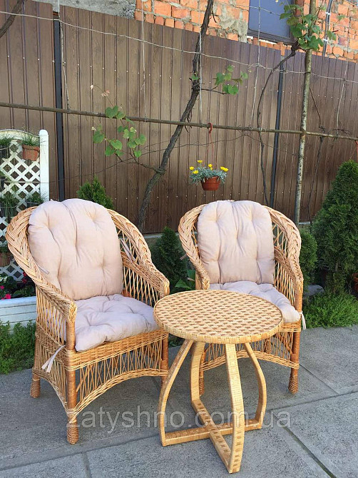 Меблі плетені з журнальним столом | меблі з лози з накидками меблі з лози плетені Київ - фото 9