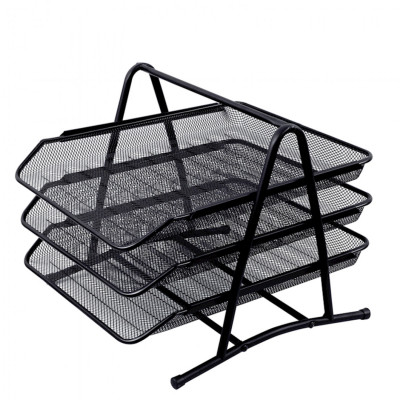 Лоток для паперів H-Tone горизонтальний, 3 в 1, металевий, 35х29,5х27,5 см (TRAYH-HT-JJ41223) Вінниця - фото 1