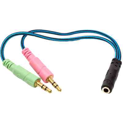 Переходник 3.5mм 4pin (F) to 2x3.5mм 3pin (M), 0.22m PowerPlant (CA913084) Винница