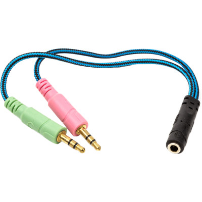 Перехідник 3.5mм 4pin (F) to 2x3.5mм 3pin (M), 0.22m PowerPlant (CA913084) Вінниця - фото 1