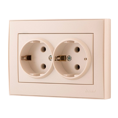 RAIN перлинно-білий перламутр Розетка внутрішня 2-а із заземленням Лезард Житомир