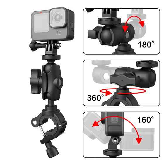 Кріплення на мотоцикл для GoPro DJI Action Insta360 дзеркало кермо присоска AC Prof HQS-B68 Київ