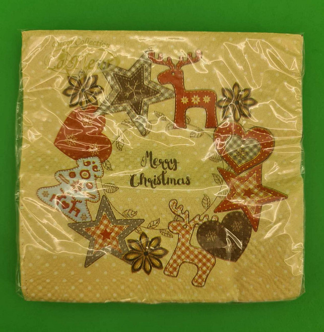 Двухслойная новогодняя салфетка (ЗЗхЗЗ, 20шт)  La FleurНГ Фетровый декор(009) (1 пачка) Харьков - изображение 3