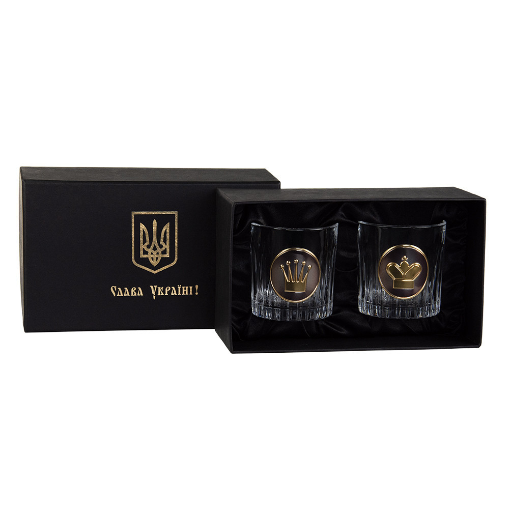 Комплект келихів для віскі Boss Crystal Шахи (2 келихи) срібло, золото, кришталь Київ - фото 3