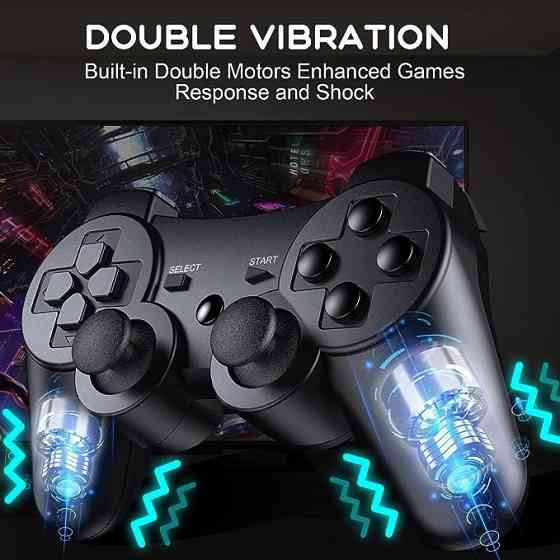 Беспроводной игровой контроллер для PlayStation 3 и ПК — Bluetooth Геймпад, Double Shock, 6-осевой гироскоп, Черный Киев