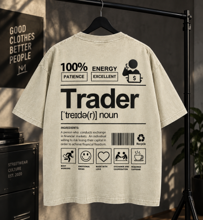 Футболка оверсайз Trader з принтом для трейдера XL, Бежевий Чернівці