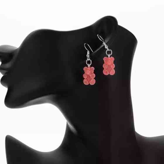 Детские серьги мишки коралловые - размер мишки 1,7см, смола Киев