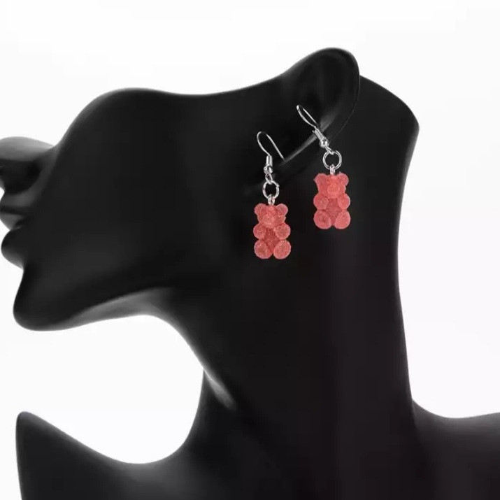 Детские серьги мишки коралловые - размер мишки 1,7см, смола Киев - изображение 1