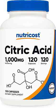 Лимонная кислота Nutricost Citric Acid 100 мг 120 капсул Луцк