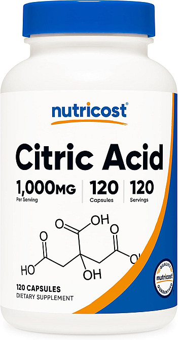 Лимонная кислота Nutricost Citric Acid 100 мг 120 капсул Луцк - изображение 1