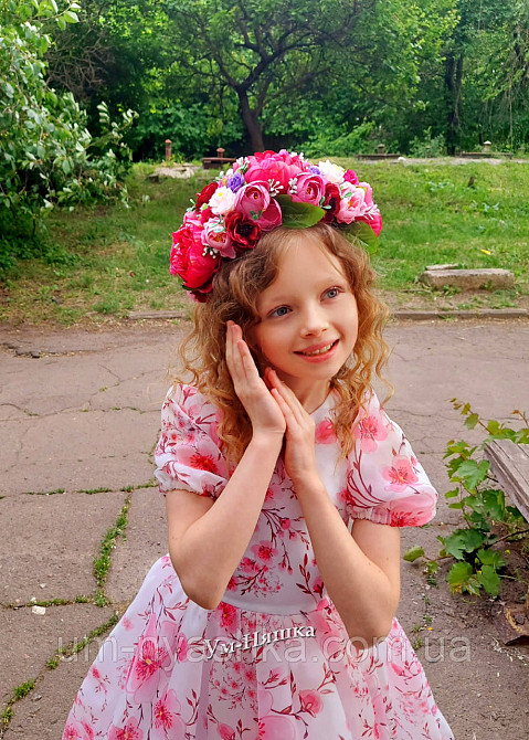 Ободок обруч з квітами "Піони великий малиновий" Кривий Ріг - фото 9