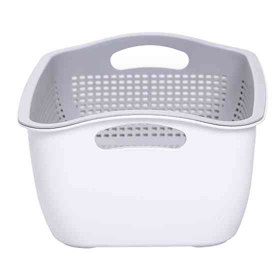 Yiwu Кошик-друшлак 2 в 1 для миття овочів, фруктів і зелені 29,5×21×11 (см) Сірий HP-45-6G Коломыя