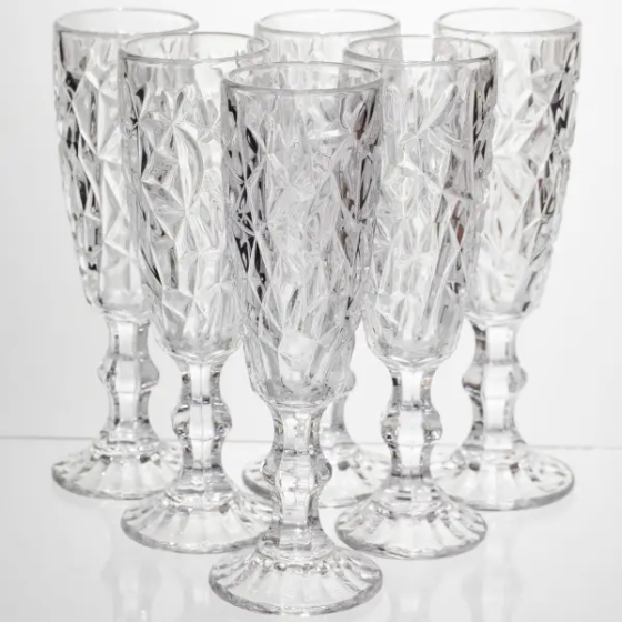 Набір келихів для шампанського 6 штук 160 мл подарункові келихи для шампанського на ніжці фужери для ігристих вин HP-19-164 Київ