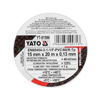 Изоляционная лента Yato 15 ММ X 20 М X 0,13 ММ, біла (YT-81596) Винница