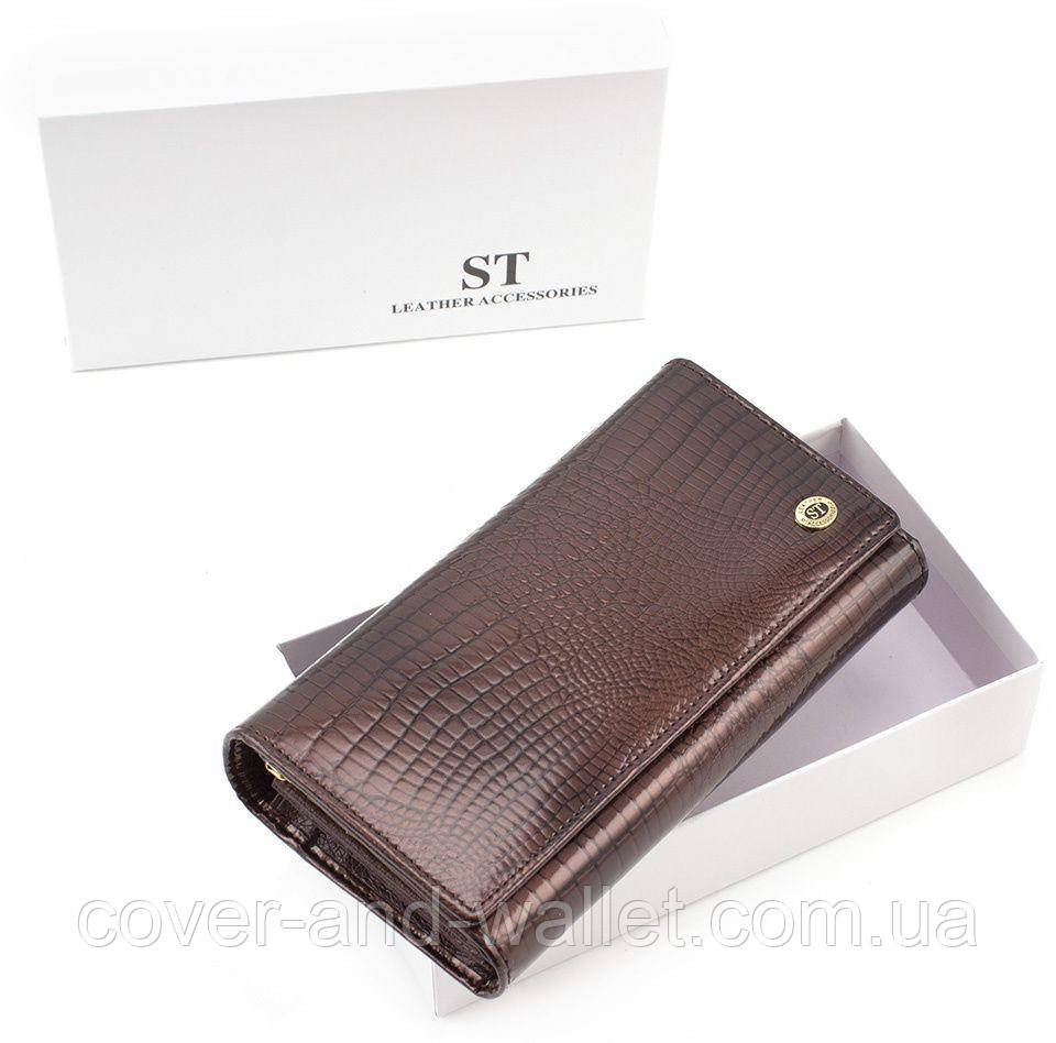 Шкіряний жіночий гаманець лаковий під крокодила ST S8001A Київ - фото 10