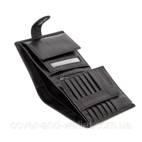 Невелике чоловіче портмоне вертикального типу з натуральної чорної шкіри Marco Coverna MC 010-894 Київ