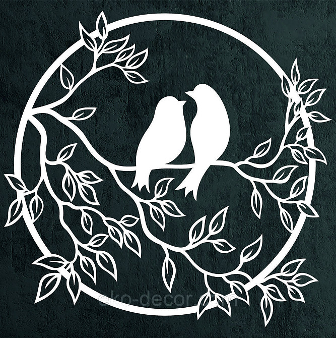 Декоративне настінне Панно «Пташки на гілці», Декор на стіну 70*67 см, Білий Київ - фото 5