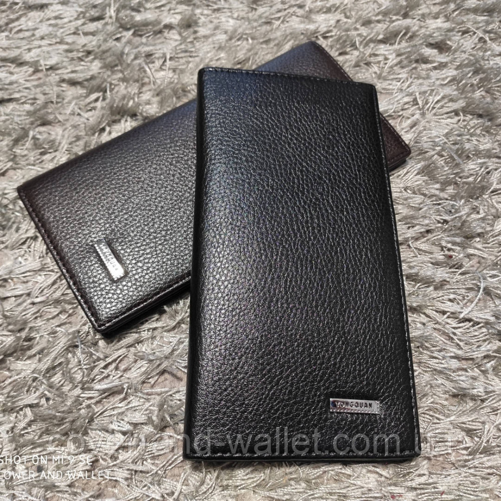 Стильний чоловічий гаманець купюрник без застібки чорного кольору Київ - фото 1