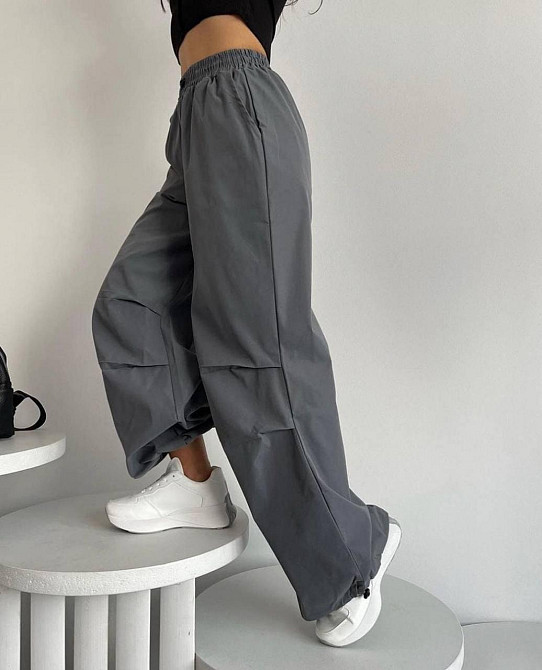 Женские широкие базовые брюки карго плащовка Серый Одесса - изображение 1