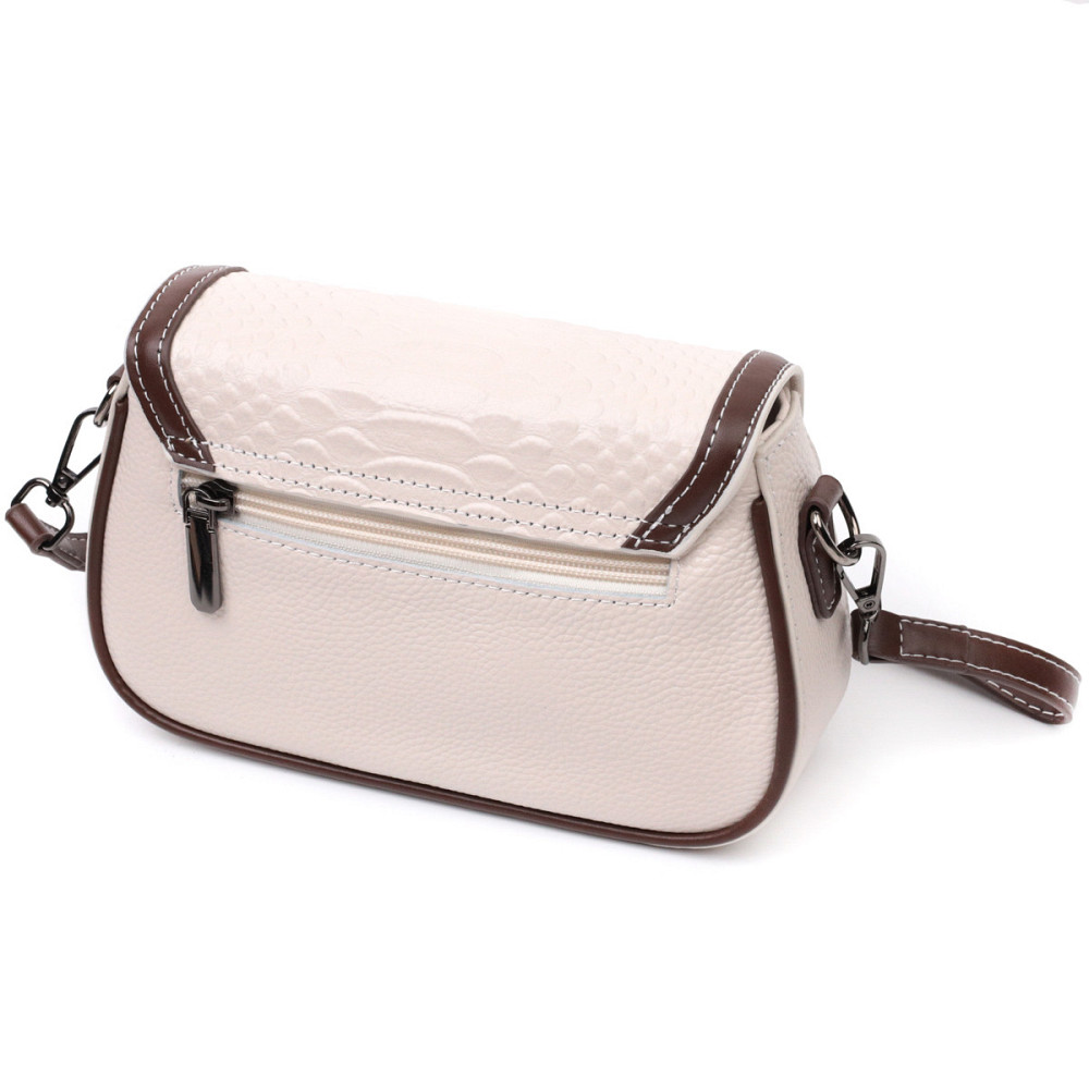 Женская сумка с фактурным клапаном из натуральной кожи Vintage 22372 Белая Киев - изображение 2