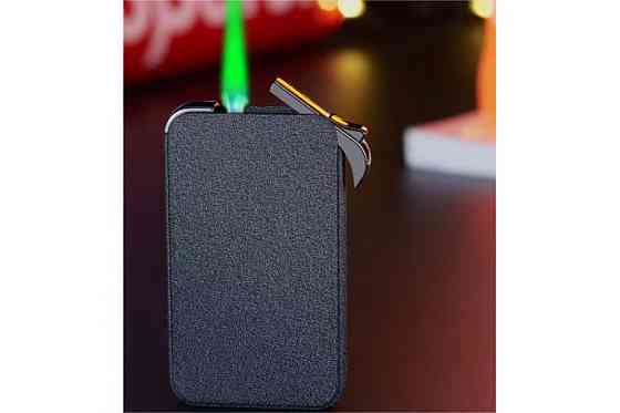 Газовая зажигалка черная | Пьезо зажигалка с зеленым пламенем a3 Одесса