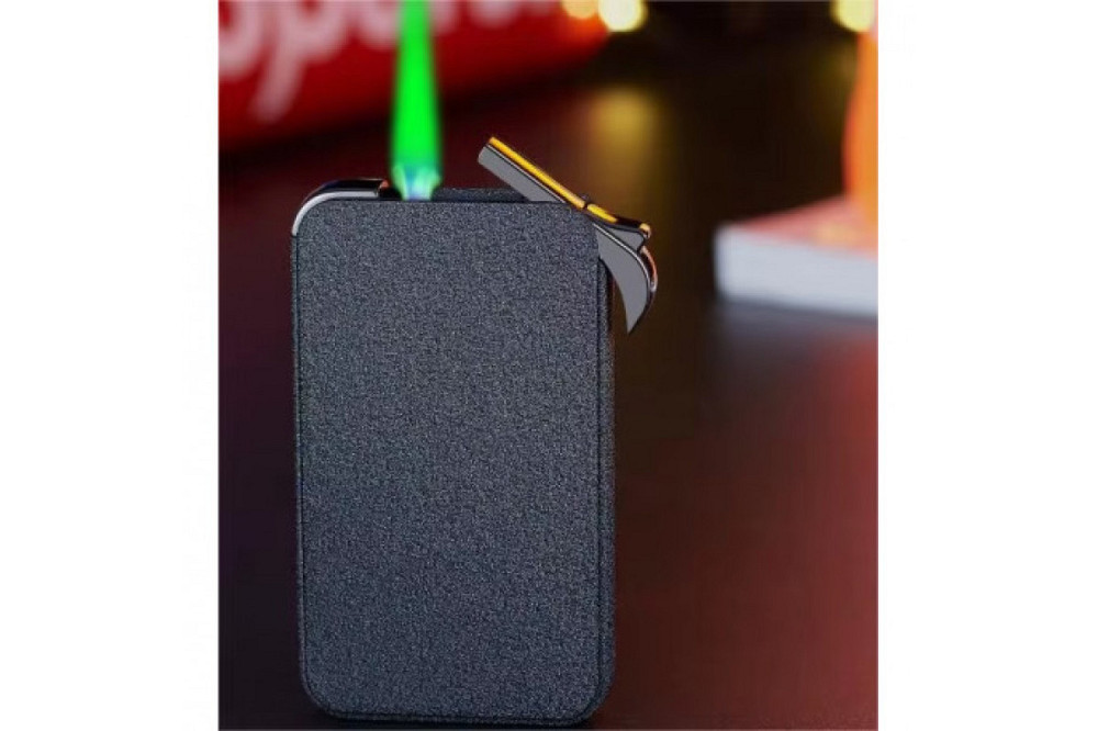 Газовая зажигалка черная | Пьезо зажигалка с зеленым пламенем a3 Одесса - изображение 1