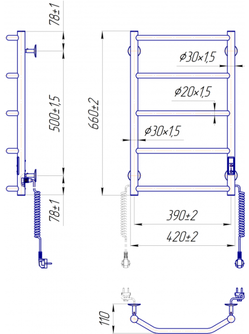 Електрична рушникосушарка Mario Трапеція HP -I 650x430 TR K таймер-регулятор Київ - фото 7