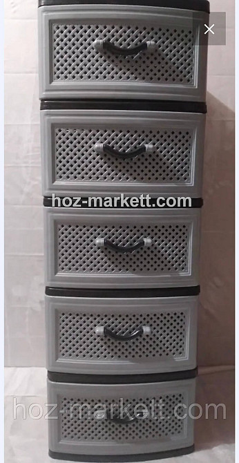 Комод пластиковий на 5 ящиків сіра сітка Харків - фото 1