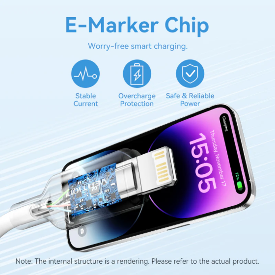 Кабель Vention USB-C до Lightning 2м чорний Київ