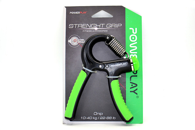 Еспандер кистьовий PowerPlay PP-4323 з регульованим навантаженням 10-40 кг. Strength Grip Чорно-зеле Каменское - изображение 10