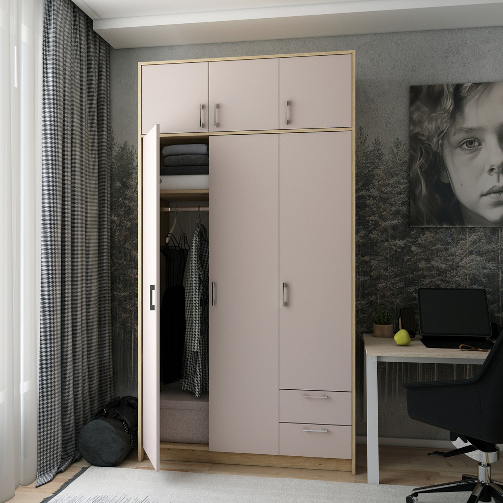 Шкаф для одежды Doros Ронди с антресолью Дуб Артизан/Кашемир 3ДСП 121х52х236 DRS-011667 (80737819) Львов - изображение 1