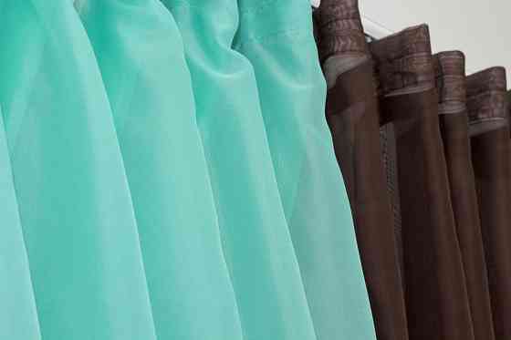 Кухонные шторки VR-Textil № 096к с подвязками венге с бирюзовым 400х170 см (50-808) Киев