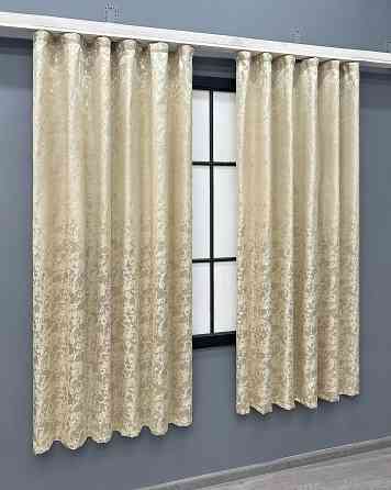 Комплект коротких штор VR-Textil Льон мармур Pavliani ХО № 1909ш Кремовий 130х170 см 2 шт (35-0412) Київ